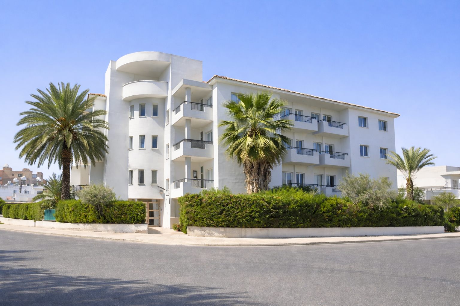 Exterior of the RIGID 2 apartment building on Stadiou Street, Nicosia